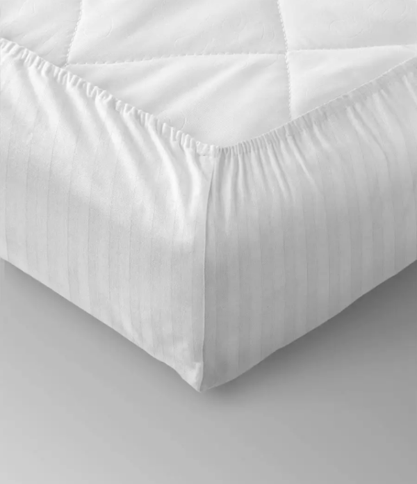 "Verossa Stripe", простыня на резинке, 140x200 см, хлопок, страйп, White