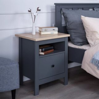 САГА, тумба прикроватная, 1 ящик, 51х41х62 см, серый/ясень