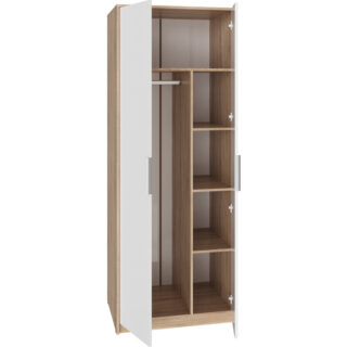 НОРДИК, шкаф 2-дверный, 81х58х211 см, дуб сонома/белый