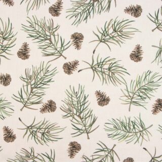 ВИНТЕР Шишки, скатерть, 147х220см, саржа, белый/зеленый