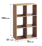 СПЕЙСИО КУБ, стеллаж, 6 секций, 70х104х31,7 см, дуб