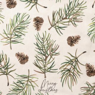 ВИНТЕР Шишки, дорожка на стол, 40х147 см, хлопок, бежевый/зеленый