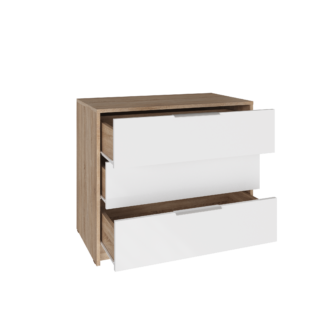 НОРДИК, комод, 3 ящика, дуб сонома/белый