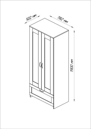 СИРИУС, шкаф платяной 2-дверный, 1 ящик, 78х190 см, венге, М3
