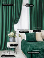Комплект штор MONACO EMERALD 150x270см -2шт, зеленый, велюр