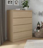 ВАРМА, комод, 4 ящика, 80х100 см, натуральный шпон, дуб беленый