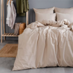 ЙЕРРНА, пододеяльник и 2 наволочки, 200х200/50х70см, серо-бежевый, САТИН