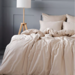 ЙЕРРНА, пододеяльник и 2 наволочки, 200х200/50х70см, серо-бежевый, САТИН