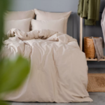 ЙЕРРНА, пододеяльник и 2 наволочки, 200х200/50х70см, серо-бежевый, САТИН