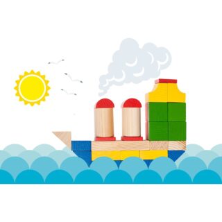 КИДС, деревянный конструктор, 65 элементов, разноцветный