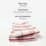 КЛЕТКА, набор кухонных полотенец, 38х63 см, 2 шт, хлопок, красно-зеленая клетка
