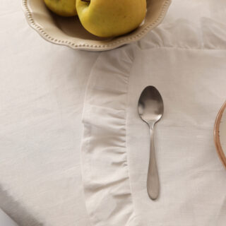 ЛИНЕН Айвори, салфетка льяная с оборками, 30х40 см, молочный