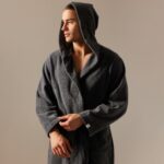ГРИ САНДРЕ, халат махровый с капюшоном, мужской, р 50, серый