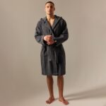 ГРИ САНДРЕ, халат махровый с капюшоном, мужской, р 50, серый