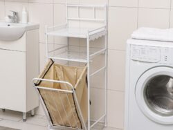 НИКА, стеллаж с корзиной для белья 2-х ярусный, белый