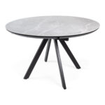 СФЕРА, керамический стол, раздвижной 110/140 см, серый мрамор, черные ножки, М2