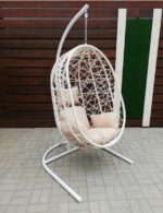 КОКОН, кресло подвесное на опоре, 102х126х205 см, белый/бежевый