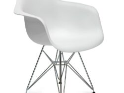 EAMES Steel, кресло с ножками из металла, белый/хром