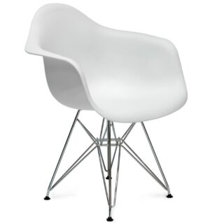 EAMES Steel, кресло с ножками из металла, белый/хром