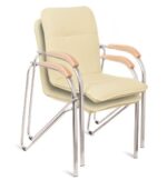 САМБА, стул офисный, хром/экокожа, бежевый
