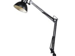 КАМЕЛИОН, рабочая лампа на струбцине, Е27, металл, черный