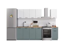 СИМПЛ, кухня модульная, 2,6 м, без столешницы, пыльный зеленый/белый