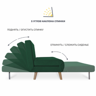 ЭЛЛИ, диван-кровать, 136 см, велюр, форест зеленый