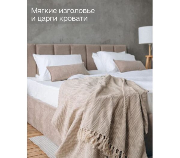 ЛАЙН, мягкая кровать с подъемным механизмом, 180х200 см, бежевый