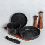 НЕРА, набор кухонной посуды, 4 пр съемная ручка, мраморное а/п покрытие, индукция