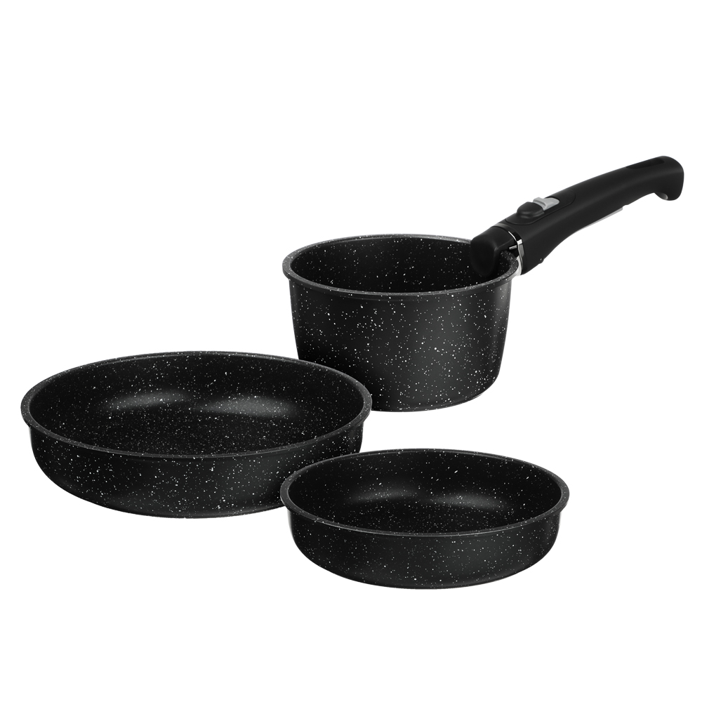 НЕРА, набор кухонной посуды, 4 пр съемная ручка, мраморное а/п покрытие, индукция НЕРА, набор кухонной посуды, 4 пр съемная ручка, мраморное а/п покрытие, индукция