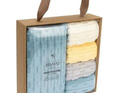 ФАРБЕН, набор полотенец 5 шт, 4 шт: 30х30 см, 1 шт: 50х90 см, синий/микс