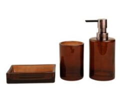 ХОУМ, аксессуары для ванной 3 предмета:дозатор, мыльница, стакан, коричневый