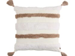 БОХО, наволочка декоративная с кисточками, 45х45 см, полоски, бежевый