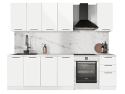 ГАРДЕН, готовая кухня, 2 м, фасады мдф, белый софт/мрамор марквин