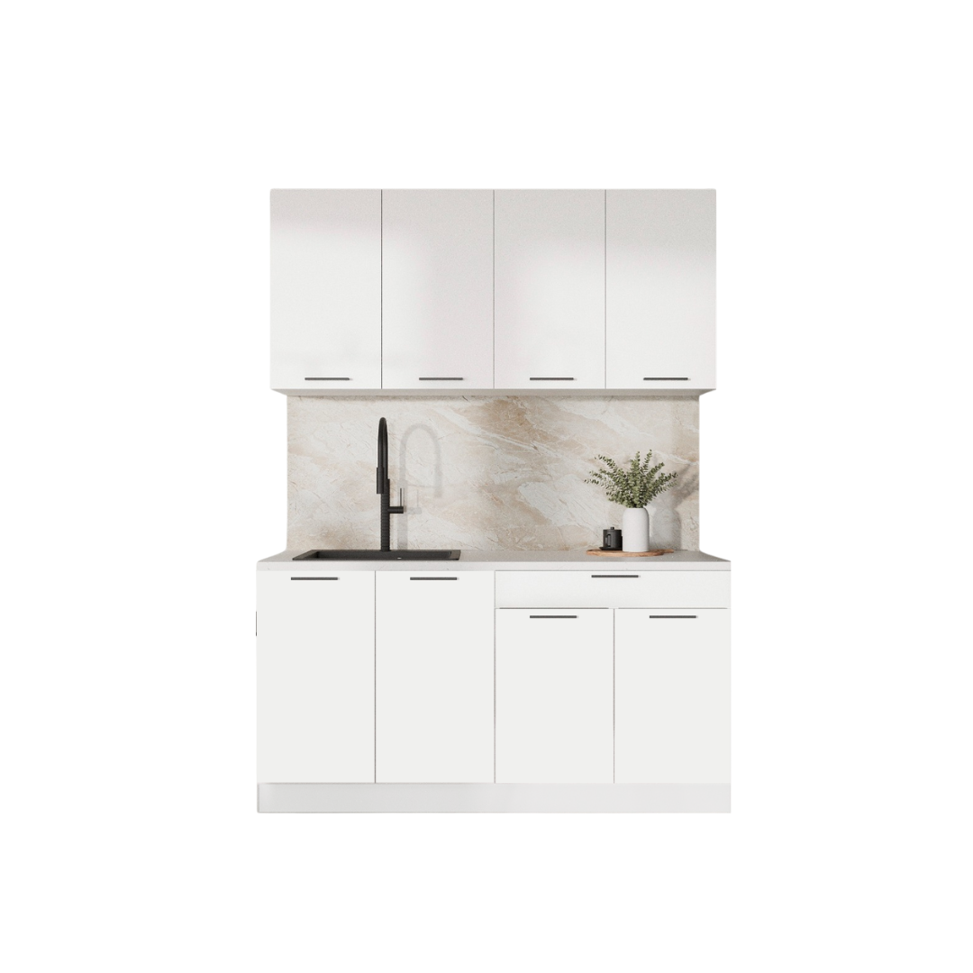 ГАРДЕН, готовая кухня, 1,6 м, фасады мдф, белый софт/мрамор марквин ГАРДЕН, готовая кухня, 1,6 м, фасады мдф, белый софт/мрамор марквин