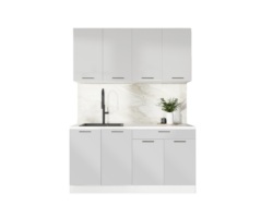 ГАРДЕН, готовая кухня, 1,6 м, фасады мдф, лайт грей/мрамор марквин