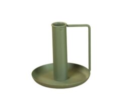 АРТДЕКО, подсвечник с ручкой и блюдцем, 10 см, болтный зеленый