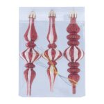 ВИНТЕР, набор елочных украшений, 13 см, 3 шт, капля, красный/белый