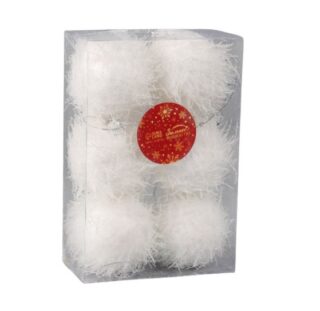 ВИНТЕР Амброс, набор шаров, 6 шт, 6 см, пушистый, белый