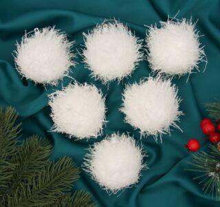 ВИНТЕР Амброс, набор шаров, 6 шт, 6 см, пушистый, белый