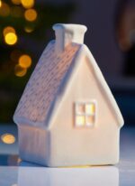 ВИНТЕР, светодиодное украшение из керамики, LR44×3, уютный дом, 9,8 см, белый