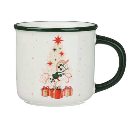 ВИНТЕР Щелкунчик, кружка, 400 мл, керамика, белый/зеленый ВИНТЕР Щелкунчик, кружка, 400 мл, керамика, белый/зеленый