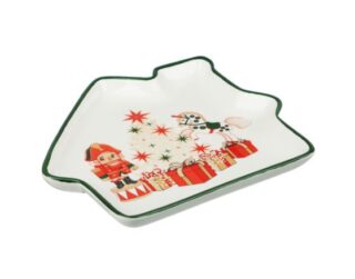 ВИНТЕР Щелкунчик, блюдо в форме домика, 20х18 см, белый/зеленый