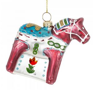 ВИНТЕР, елочная игрушка из стекла, 8 см, лошадка, разноцветный
