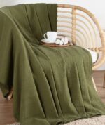 ВАФФЛ, плед/покрывало вафельное, хлопок, 220х240 см, зеленый