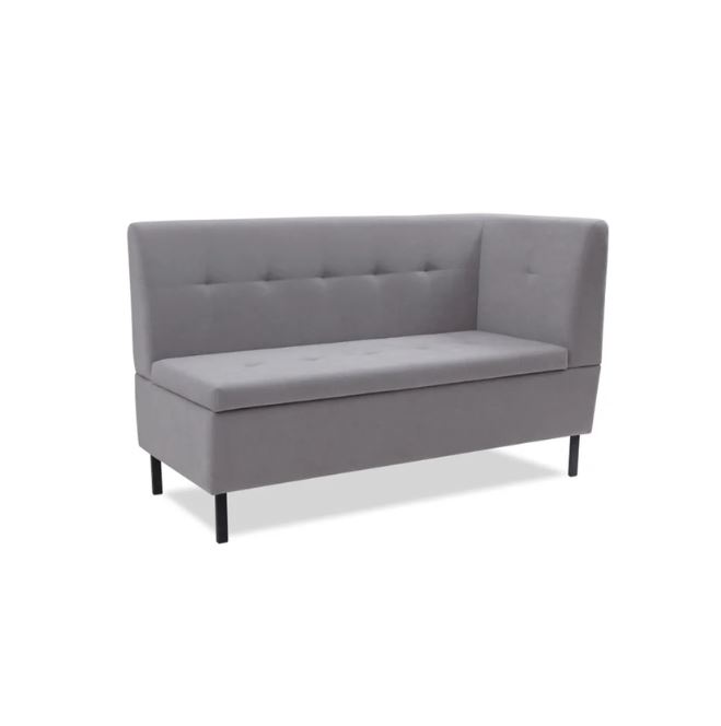ОЛИВЕР, диван кухонный с ящиком, подлокотник справа, 137 см, велюр, дымчатый серый