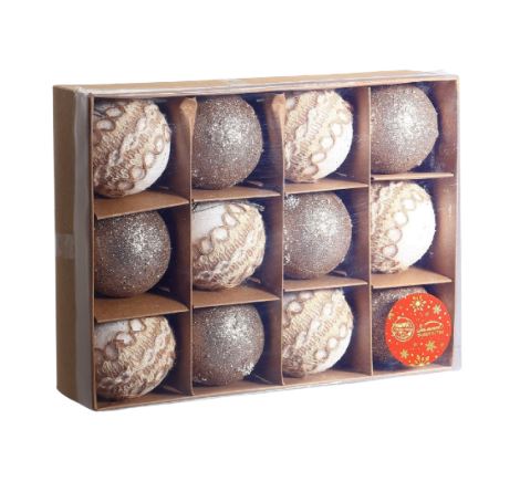 ВИНТЕР Орсон, набор шаров, 12 шт, 6 см, золотой/натуральный