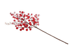 ВИНТЕР, декоративная ветка, 52 см, заснеженные ягоды, красный