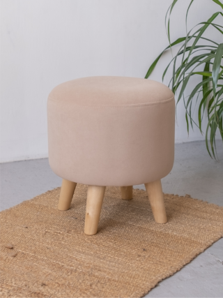 ЭЛЛИ, пуф с деревянными ножками, 40х43 см, велюр, дрим песочный