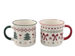 ВИНТЕР Свитер, набор кружек, 2 шт, 450 мл, красный/зеленый